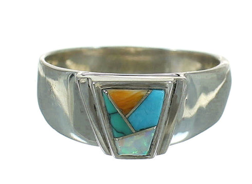 Sterling Silver Multicolor Inlay Southwestern Ring Size 7-1/2 YX84436